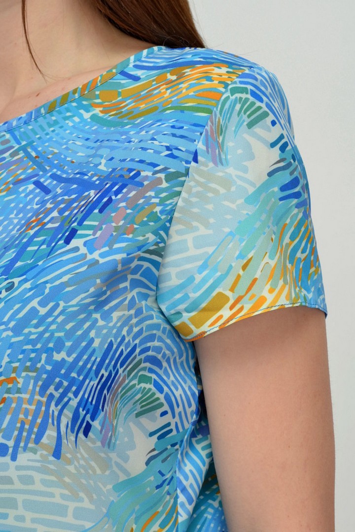 Фото товара 19958, бирюзовая блузка с коротким рукавом